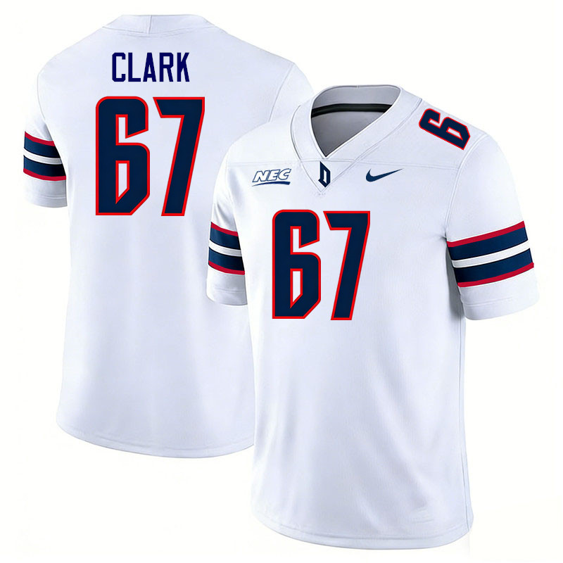 Duquesne Dukes #67 Matt Clark College Football Jerseys,Uniforms Stitched-White